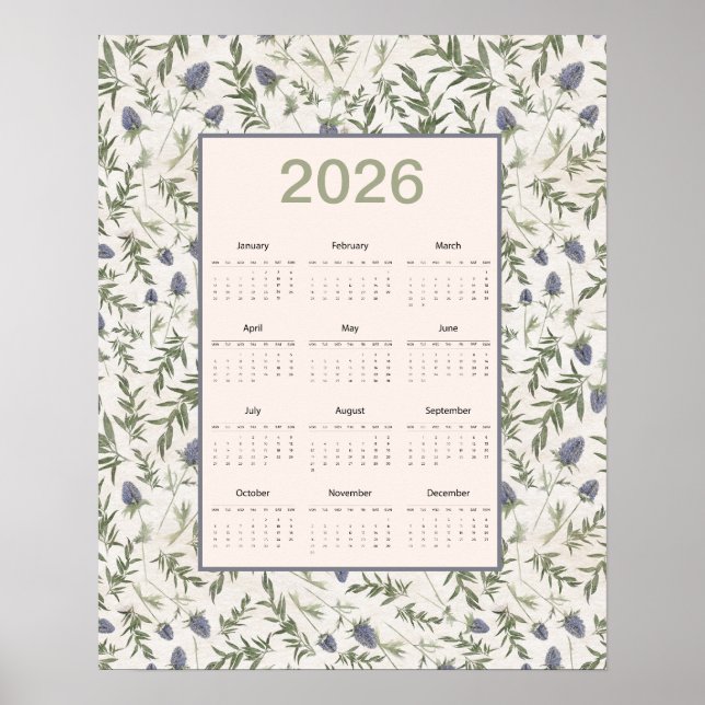 Poster 2026 Full Year Calendar Thistle (Devant)
