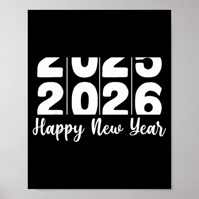 Poster 2026 Happy New Year Bold Numbers Celebration Party (Devant)