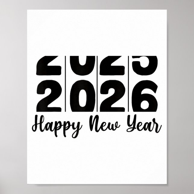 Poster 2026 Happy New Year Bold Numbers Celebration Party (Devant)