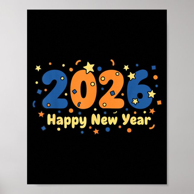 Poster 2026 Happy New Year Fireworks Celebration  (Devant)