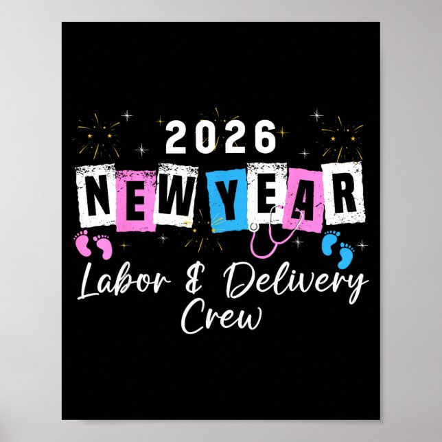 Poster 2026 New Year Labor And Delivery Nurse Fireworks E (Devant)