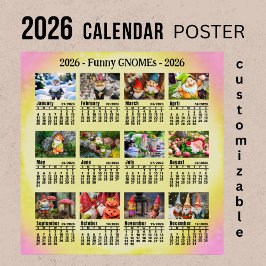 Poster 2026 personnalisé Gnomes drôle Dimanche début -