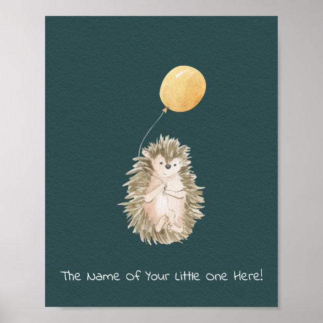 Poster (20,3 x 25,4 cm) - Igel mit Ballon (Vorne)