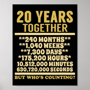 Poster 20 Anniversaire T Chemise 20e Mariage Coup cadeau
