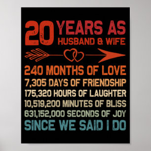 Poster 20 Ans Comme Mari Et Ami; Femme 20e Anniversaire G