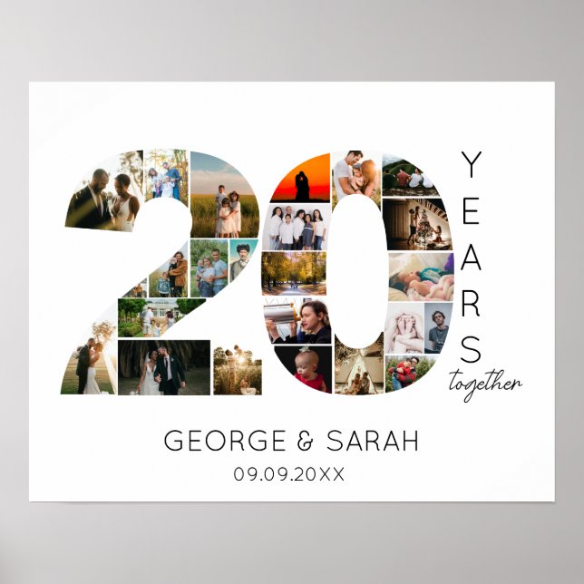 Poster 20 ans de mariage photo Collage Anniversaire Maria (Devant)