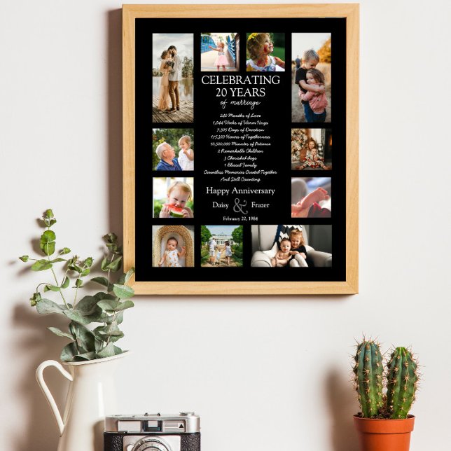 Poster 20 ans mariage anniversaire photo collage modifiab (Créateur téléchargé)
