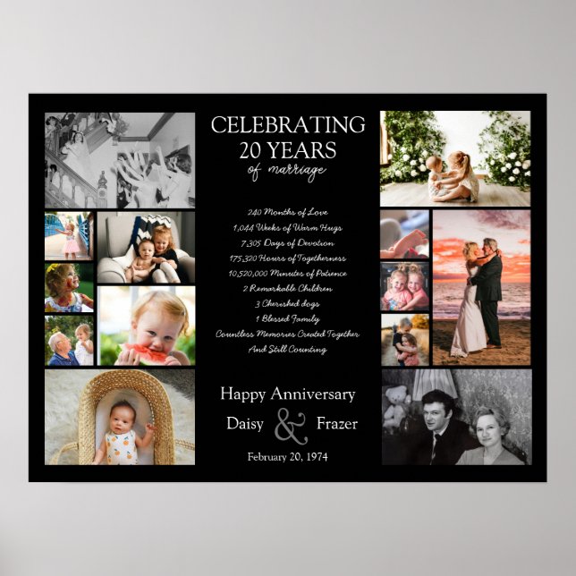 Poster 20 ans mariage anniversaire photo collage modifiab (Devant)