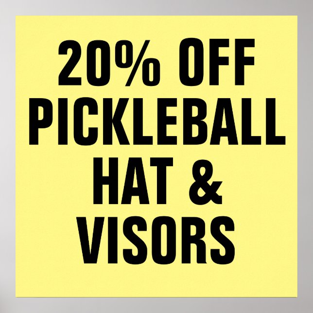 Poster 20% DE RÉDUCTION SUR Pickleball Casquettes et visi (Devant)
