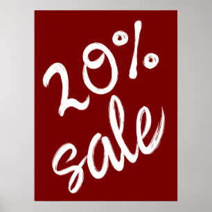 Poster 20% Signe de vente, 18x24 Vente Brown