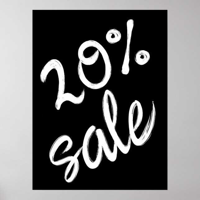 Poster 20% Signe de vente, 18x24 Vente noir et blanc (Devant)