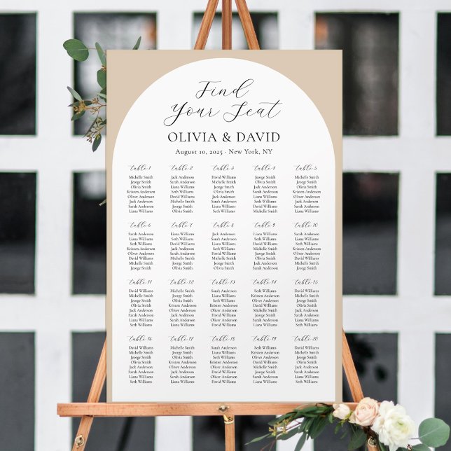 Poster 20 Tables Arc Beige Trouvez Votre Siège Carte De S (Créateur téléchargé)