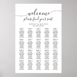 Poster 20 Tables de Bienvenue Mariage 200 Invités Plan de