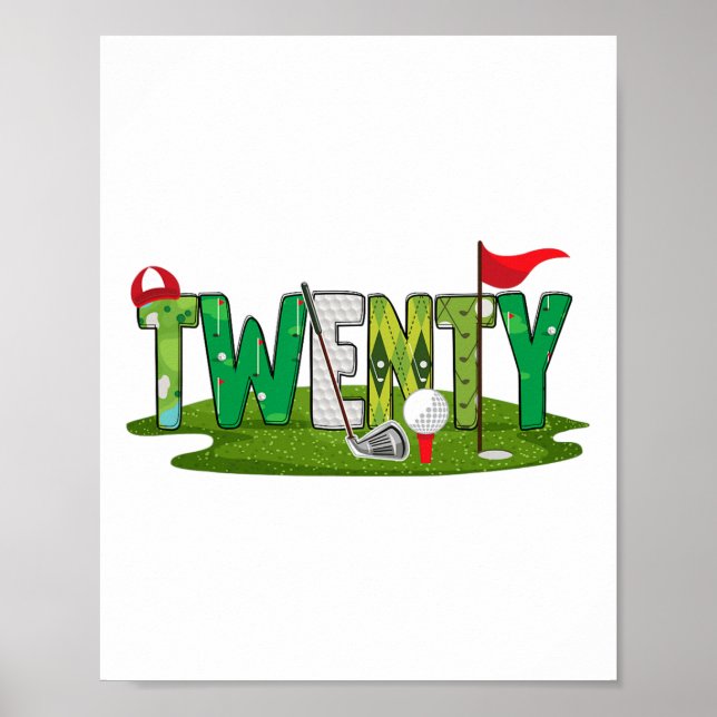 Poster 20e Anniversaire Golf Thème 20 ans Enfants Sport P (Devant)