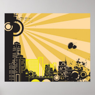 Poster 20x16 Abstrait Mur de ville jaune
