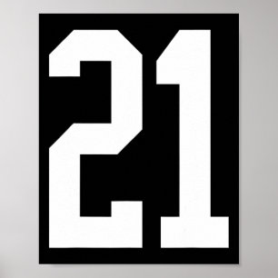 Poster #21 Numéro blanc 21 Style de fan de sport 