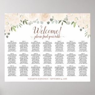 Poster 21 Table Blush Roses Mariage Plan de Table