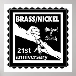 Poster 21e anniversaire mariage laiton nickel traditionne