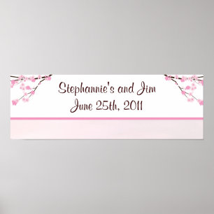 Poster 22,5"" fleurs de cerisier personnalisées de rose