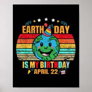 Poster 22 Avril Joyeux Jour des terres C'est mon annivers