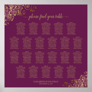 Poster 22 Table Lacy Gold sur Cassis Mariage graphique