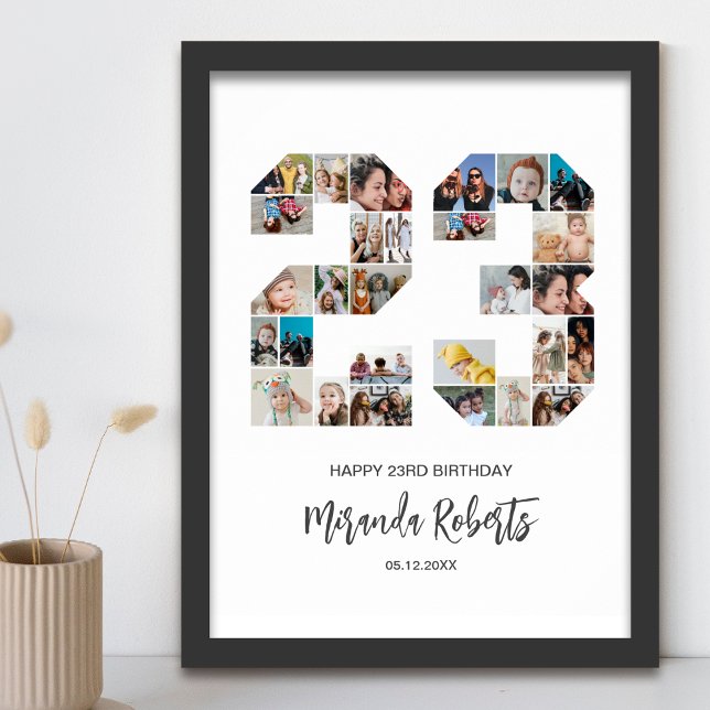 Poster 23e anniversaire Numéro 23 Photo personnalisée Col (Créateur téléchargé)