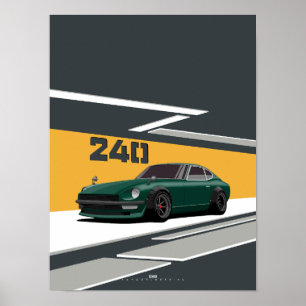Poster 240Z Classic Green Performances Japonaises