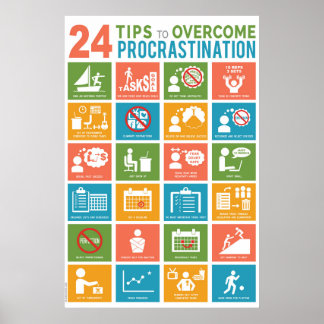POSTER 24 MOYENS DE SURMONTER LA PROCRASTINATION