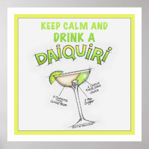 POSTER 24" X 24" RECETTE DE DAIQUIRI ART COCKTAIL
