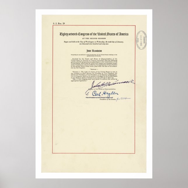 Poster 24ème amendement de la Constitution américaine (Devant)