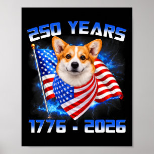 Poster 250 années d'Amérique 1776 2026 Amoureux de chiens