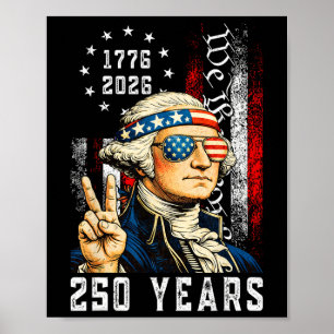 Poster 250 Ans Américain 1776 2026 Drôle Washington 4 