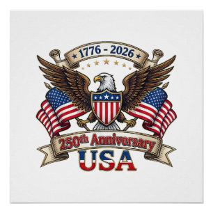 Poster 250 Ans Américain 250e 4 Juillet Anniversaire 1