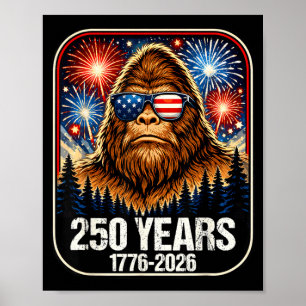 Poster 250 Ans Bigfoot Patriotique 1776-2026 250ème
