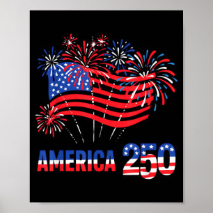 Poster 250 ans d'Amérique Anniversaire 250e Indépendance