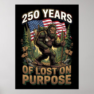 Poster 250 Ans de Bigfoot Patriotique Perdu Volontairemen