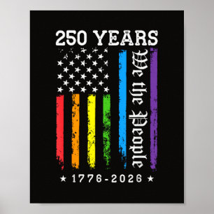 Poster 250 Ans de Drapeau de Fierté LGBT Américain 250e A