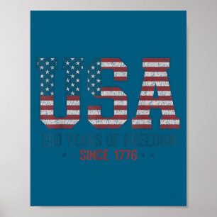 Poster 250 ans de liberté États-Unis 1776 2026 4 juillet