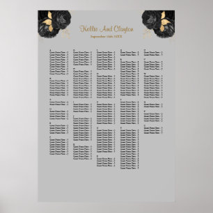 Poster 250 Mariage Floral Noir Et Or