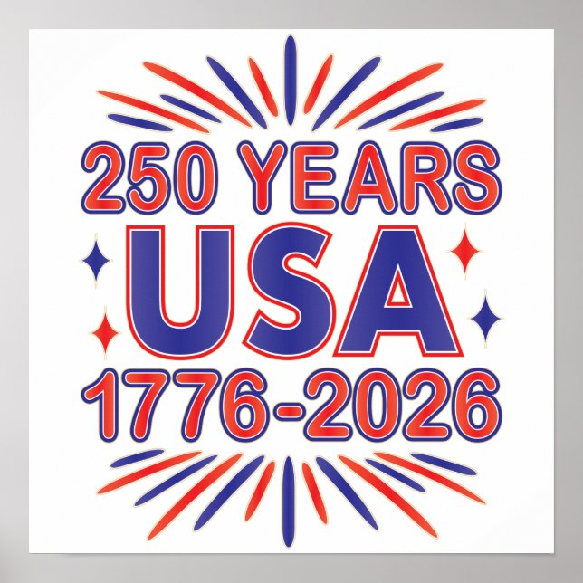 Poster 250 Years USA | 1776–2026 Semiquincentennial (Devant)