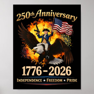 Poster 250e anniversaire 1776 2026 Drôle Geogre Washingto