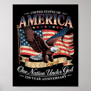 Poster 250e anniversaire de la nation américaine Usa sous