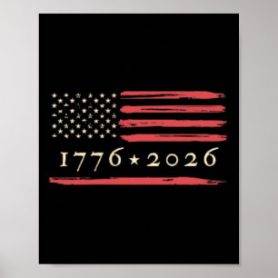 Poster 250e anniversaire de l'Amérique 1776-2026 Drapeau