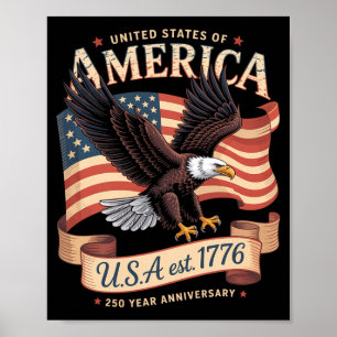 Poster 250e anniversaire des États-Unis 4 juillet américa
