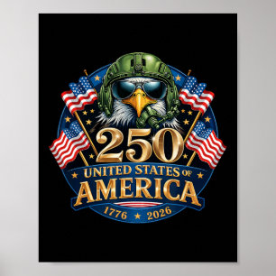 Poster 250e anniversaire États-Unis 1776 2026 aigle patri