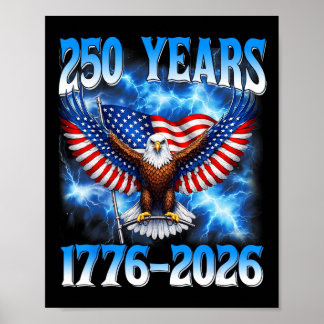 Poster 250e anniversaire Usa Patriotique 250 ans 4 juille