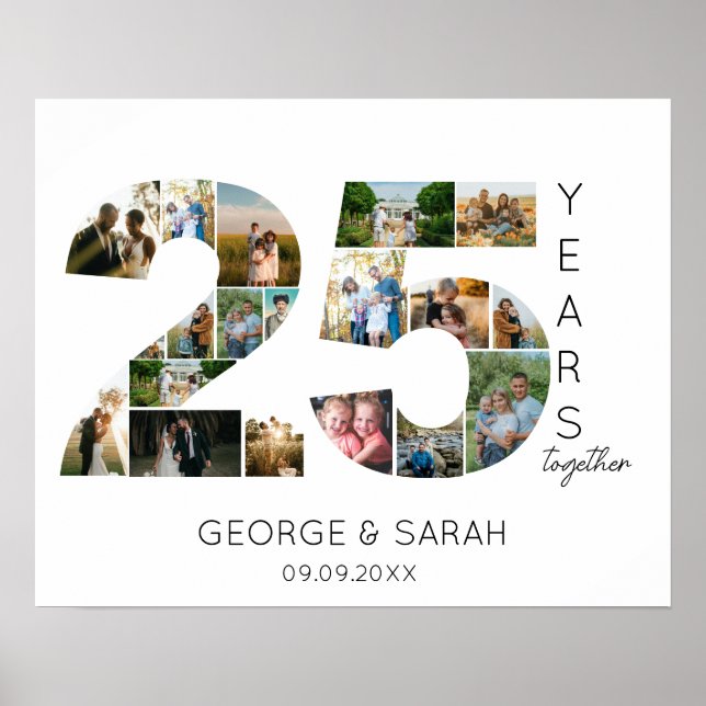 Poster 25 ans de mariage photo Collage Anniversaire Maria (Devant)
