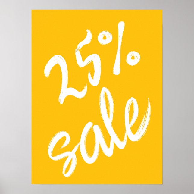 Poster 25% Signe de vente, 18x24 Vente Jaune (Devant)