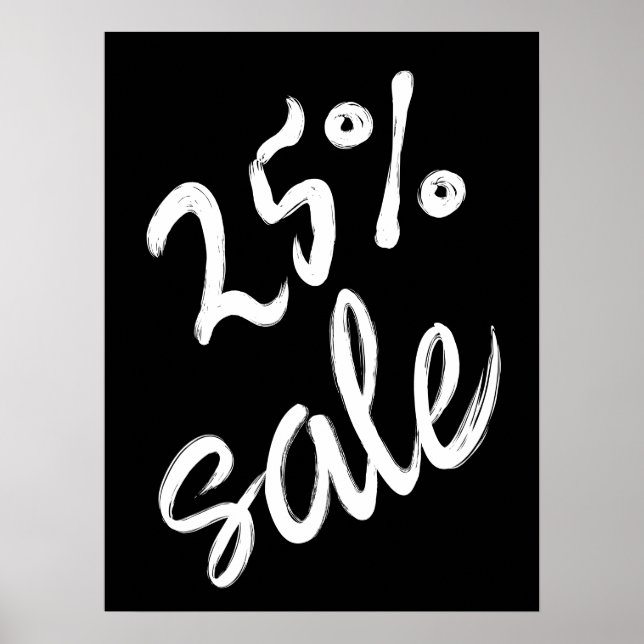 Poster 25% Signe de vente, 18x24 Vente noir et blanc (Devant)