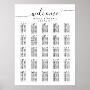 Poster 25 Tables de Bienvenue Mariage 250 Invités Plan de